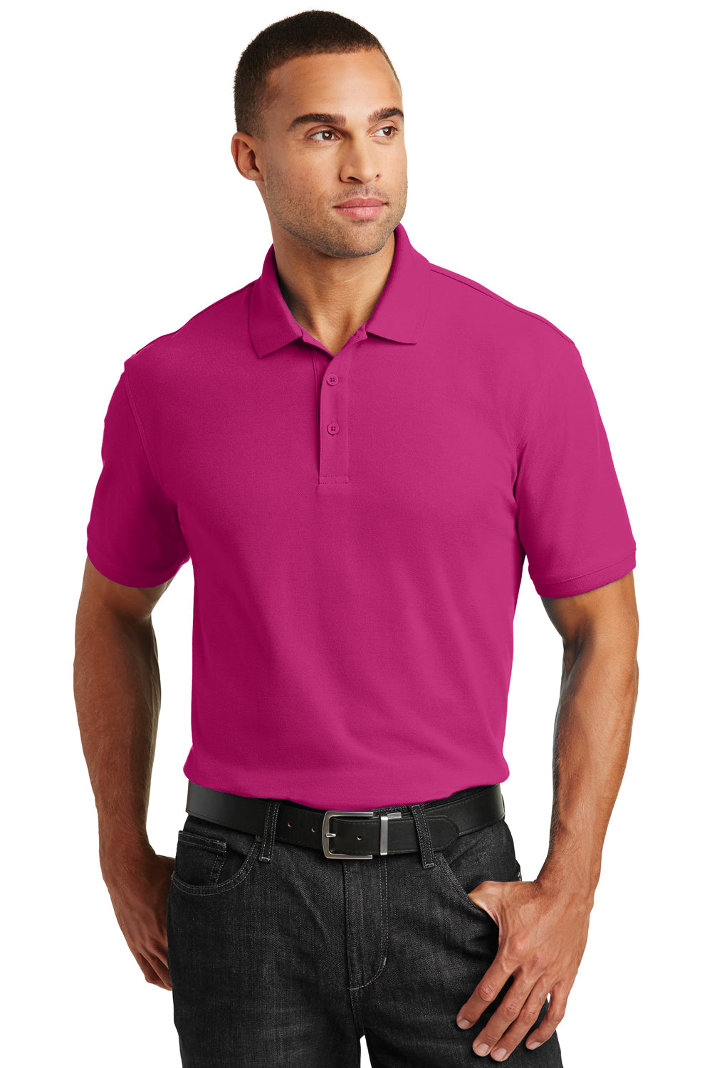 Port Authority K100 Mens Core Classic Short Sleeve Polo Shirt Azalea Pink Front
