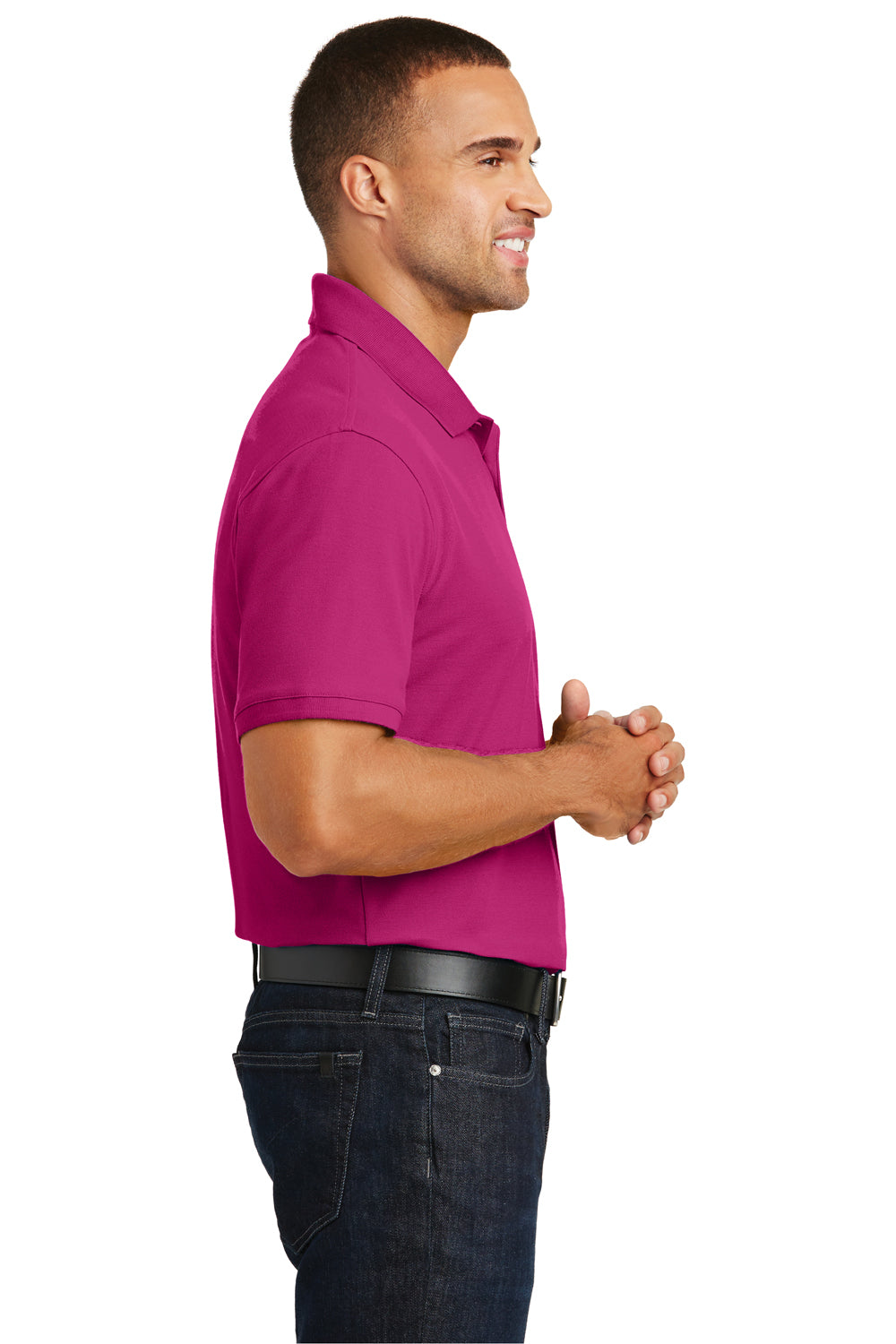 Port Authority K100 Mens Core Classic Short Sleeve Polo Shirt Azalea Pink Side