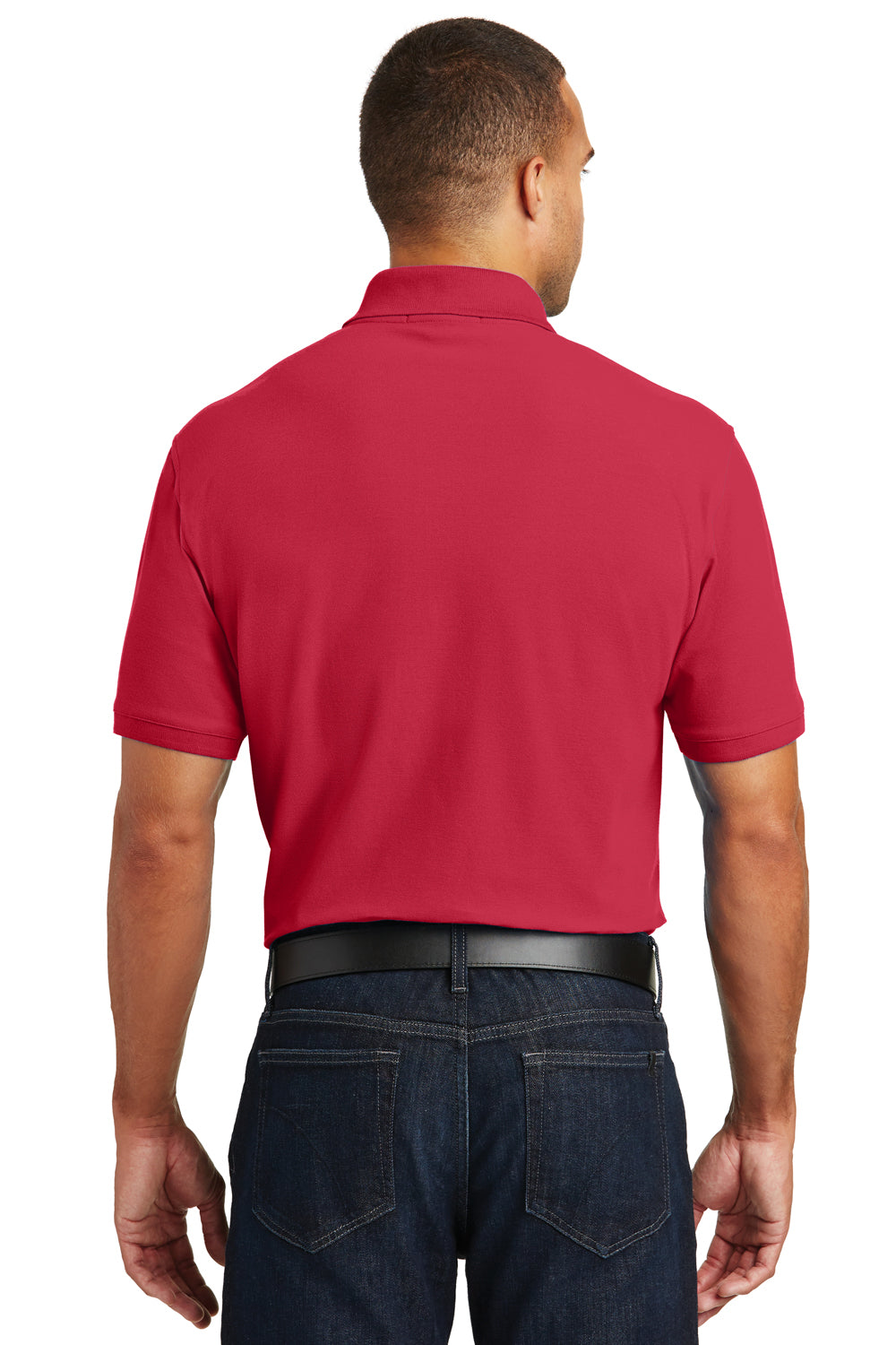 Port Authority K100 Mens Core Classic Short Sleeve Polo Shirt Red Back