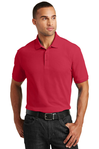 Port Authority K100 Mens Core Classic Short Sleeve Polo Shirt Red Front