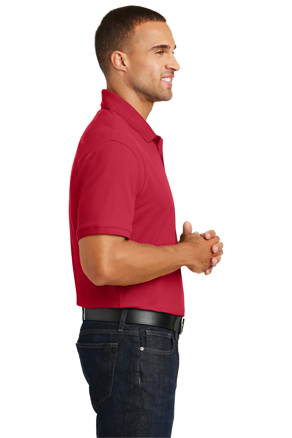 Port Authority K100 Mens Core Classic Short Sleeve Polo Shirt Red Side