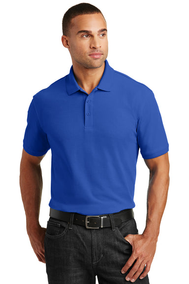 Port Authority K100 Mens Core Classic Short Sleeve Polo Shirt Royal Blue Front