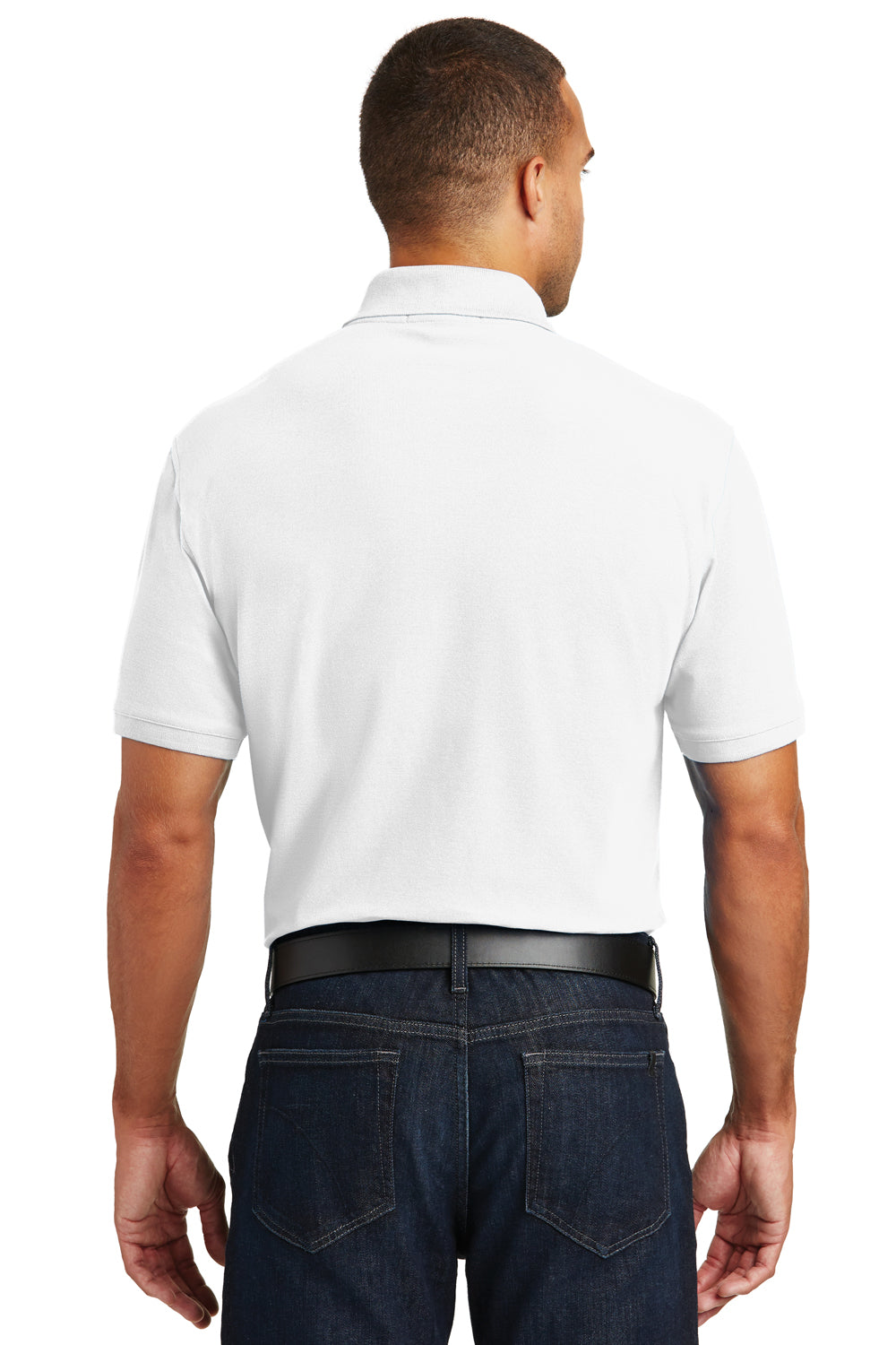 Port Authority K100 Mens Core Classic Short Sleeve Polo Shirt White Back