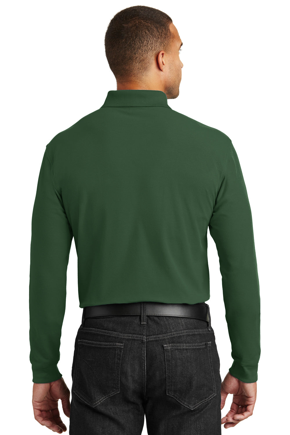 Port Authority K100LS Mens Core Classic Long Sleeve Polo Shirt Forest Green Back