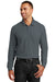 Port Authority K100LS Mens Core Classic Long Sleeve Polo Shirt Graphite Grey Front