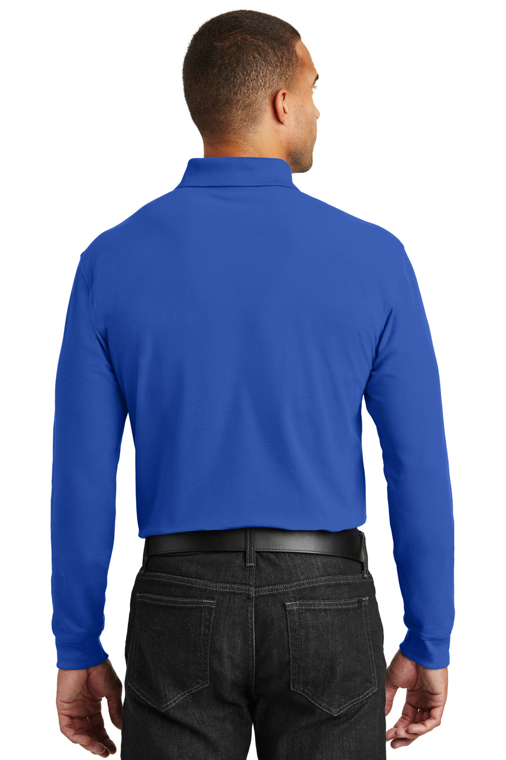 Port Authority K100LS Mens Core Classic Long Sleeve Polo Shirt Royal Blue Back