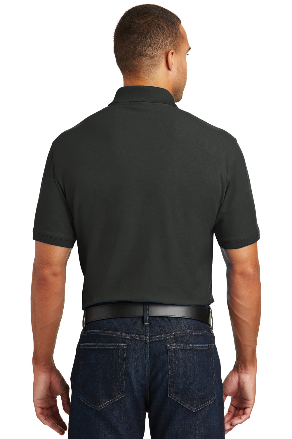 Port Authority K100P Mens Core Classic Short Sleeve Polo Shirt w/ Pocket Black Back
