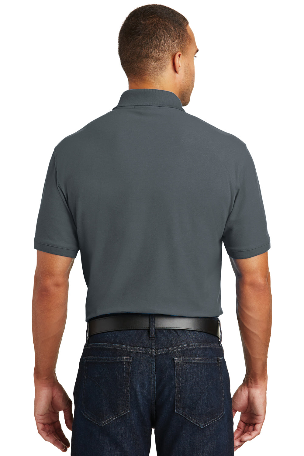 Port Authority K100P Mens Core Classic Short Sleeve Polo Shirt w/ Pocket Graphite Grey Back
