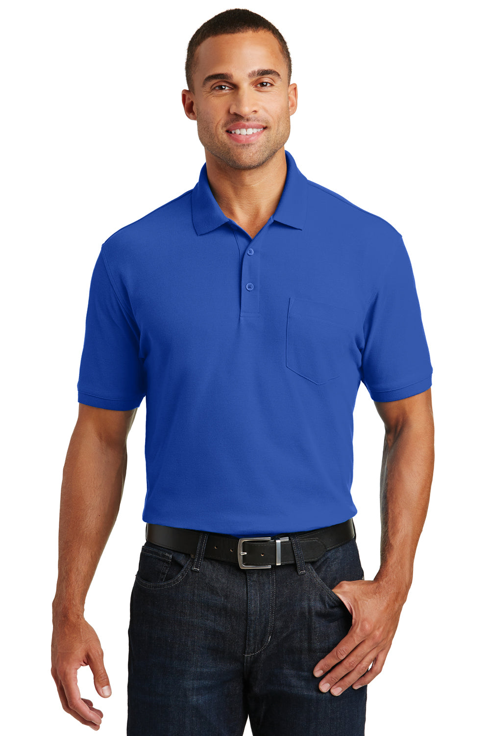 Port Authority K100P Mens Core Classic Short Sleeve Polo Shirt w/ Pocket Royal Blue Front