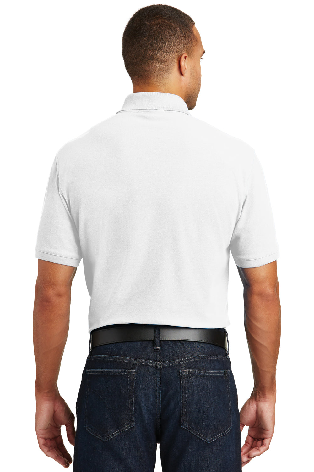Port Authority K100P Mens Core Classic Short Sleeve Polo Shirt w/ Pocket White Back