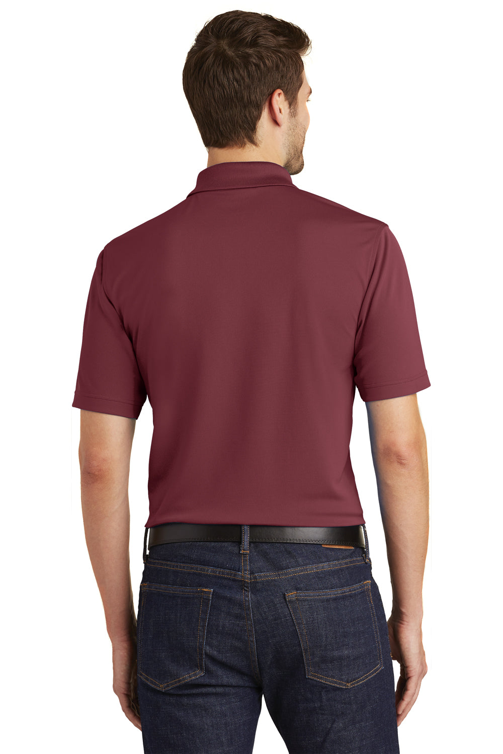 Port Authority K110 Mens Dry Zone Moisture Wicking Short Sleeve Polo Shirt Burgundy Back