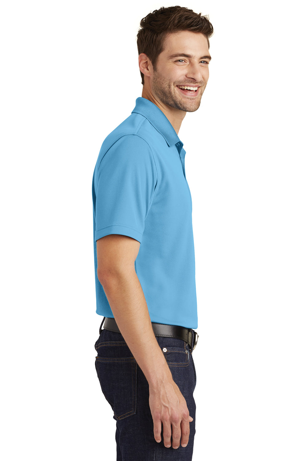 Port Authority K110 Mens Dry Zone Moisture Wicking Short Sleeve Polo Shirt Carolina Blue Side