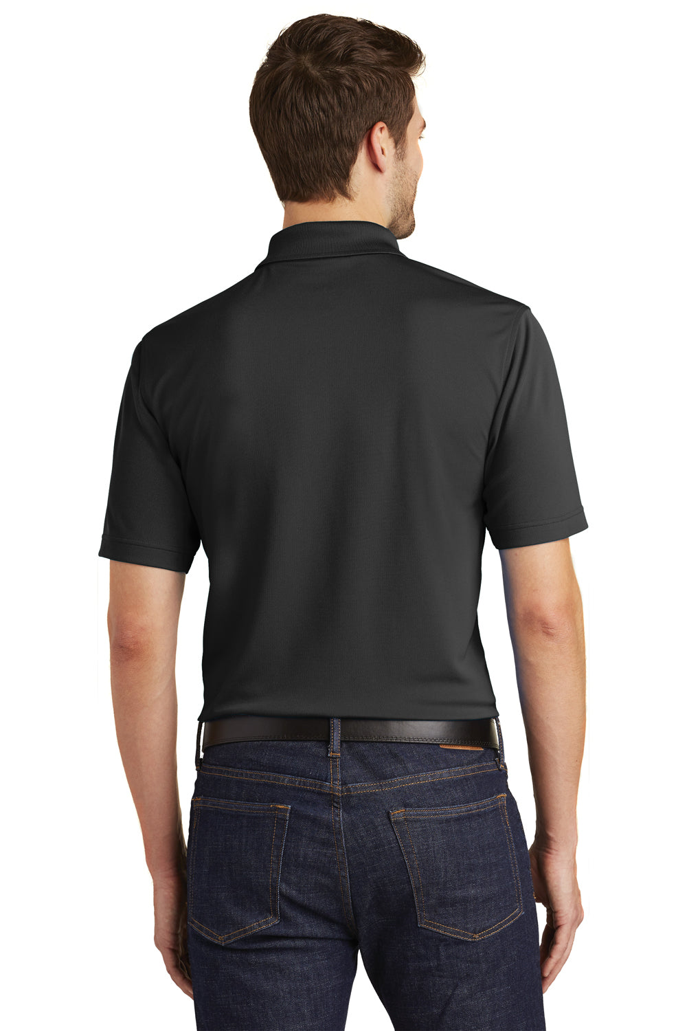 Port Authority K110 Mens Dry Zone Moisture Wicking Short Sleeve Polo Shirt Black Back