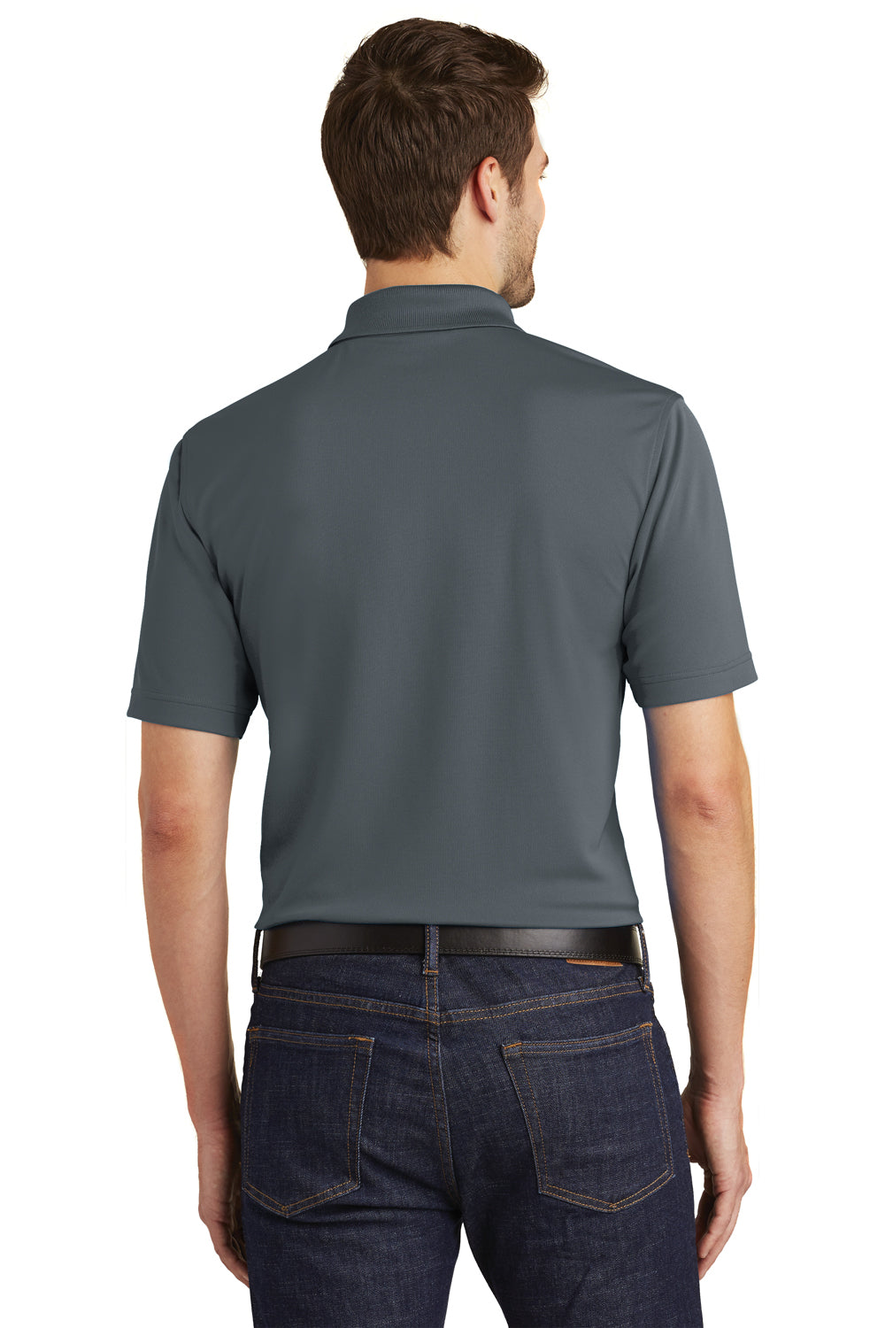 Port Authority K110 Mens Dry Zone Moisture Wicking Short Sleeve Polo Shirt Graphite Grey Back
