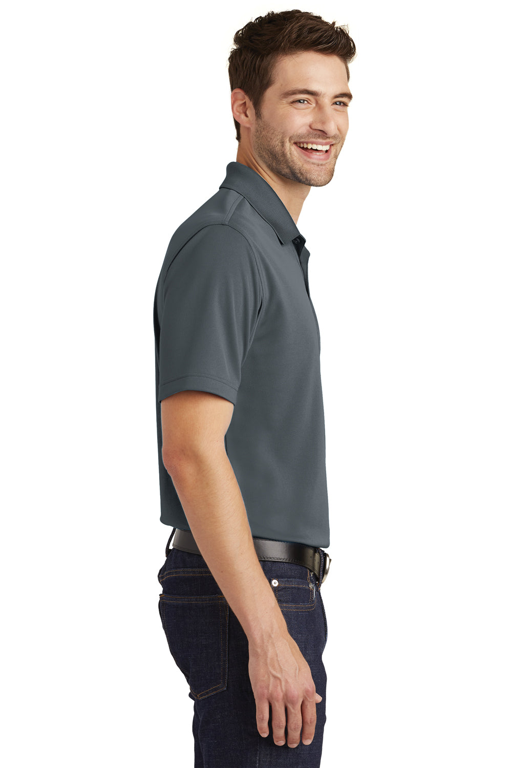 Port Authority K110 Mens Dry Zone Moisture Wicking Short Sleeve Polo Shirt Graphite Grey Side