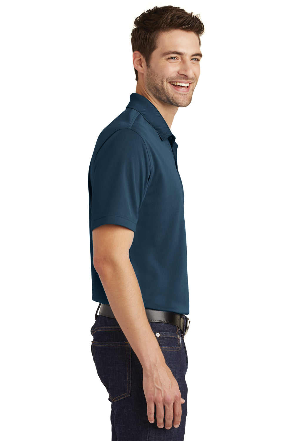 Port Authority K110 Mens Dry Zone Moisture Wicking Short Sleeve Polo Shirt Navy Blue Side