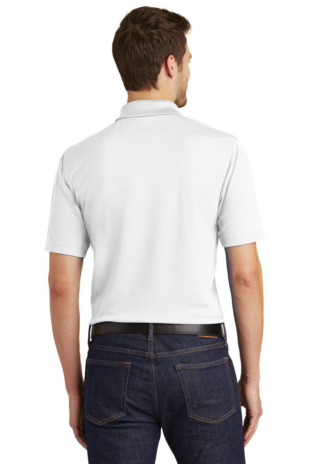 Port Authority K110 Mens Dry Zone Moisture Wicking Short Sleeve Polo Shirt White Back