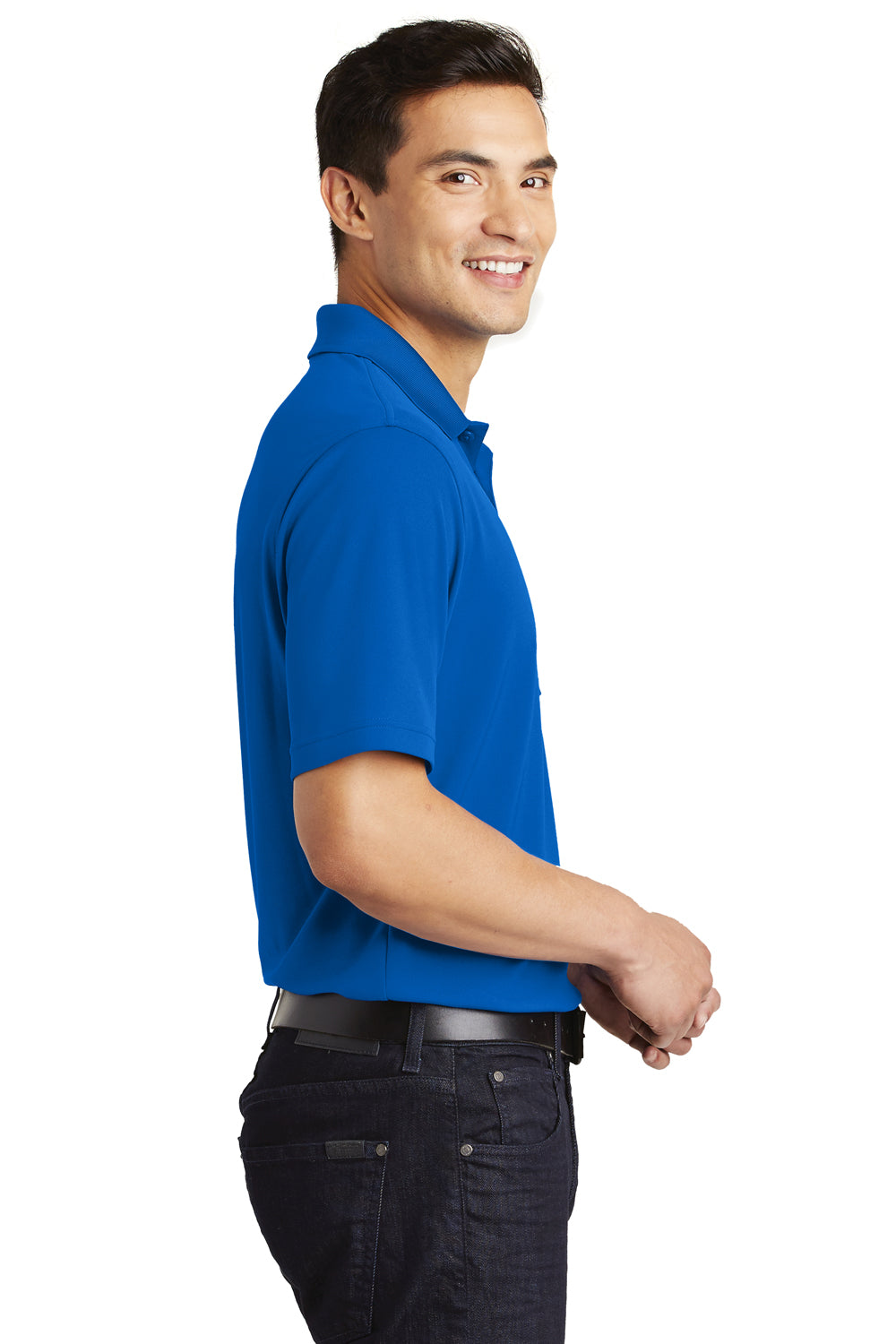 Port Authority K110P Mens Dry Zone Moisture Wicking Short Sleeve Polo Shirt w/ Pocket Royal Blue Side