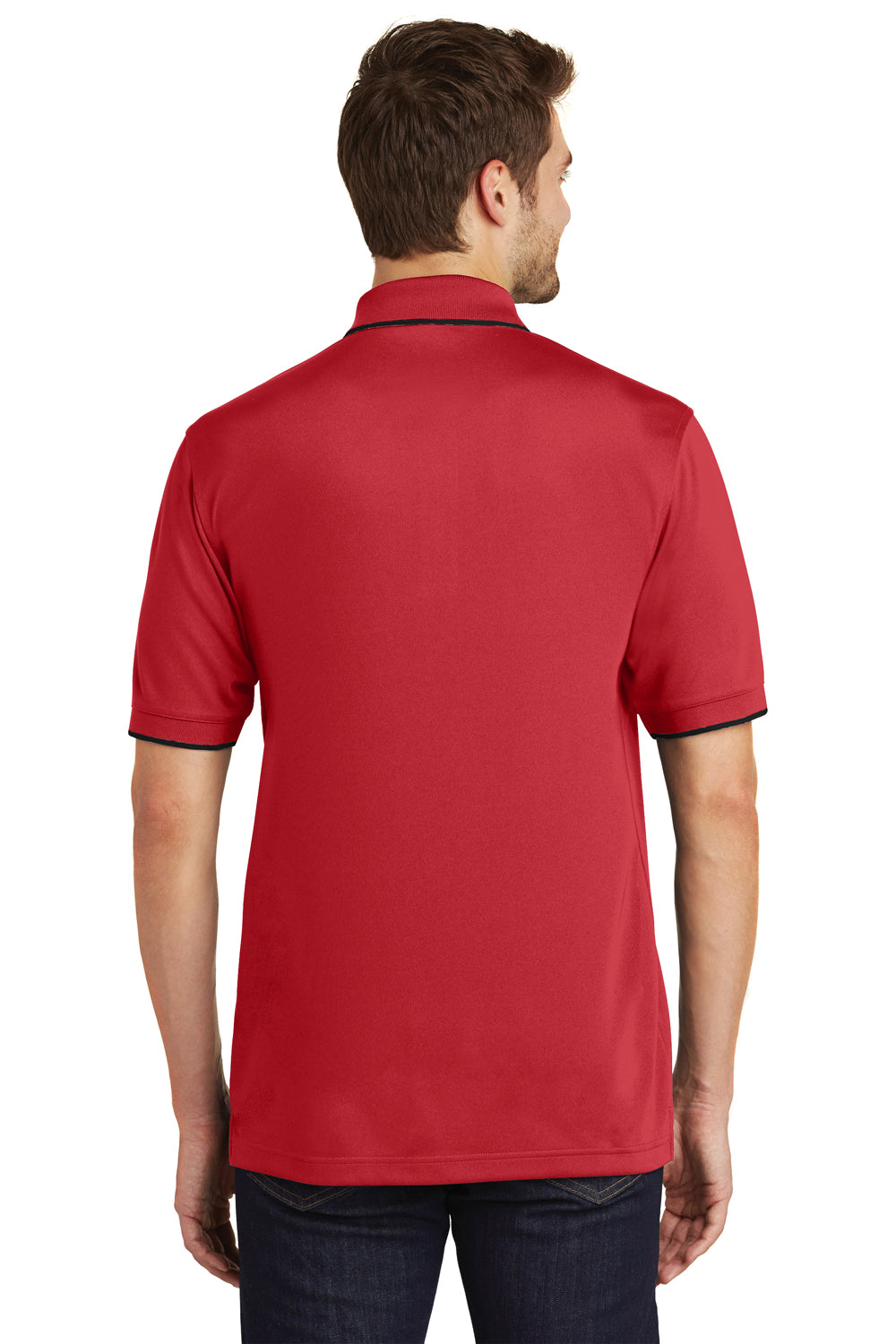 Port Authority K111 Mens Dry Zone Moisture Wicking Short Sleeve Polo Shirt Red/Black Back