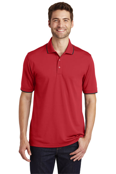 Port Authority K111 Mens Dry Zone Moisture Wicking Short Sleeve Polo Shirt Red/Black Front