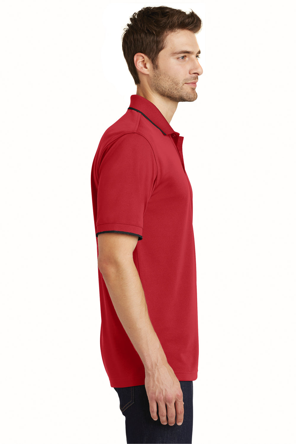 Port Authority K111 Mens Dry Zone Moisture Wicking Short Sleeve Polo Shirt Red/Black Side