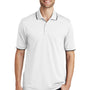 Port Authority Mens Dry Zone Moisture Wicking Short Sleeve Polo Shirt - White/Deep Black - Closeout