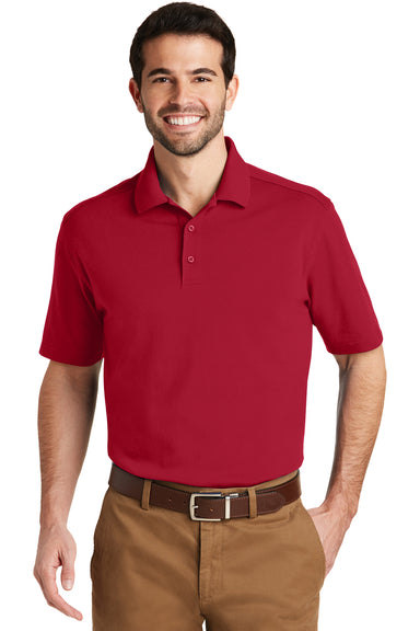 Port Authority K164 Mens SuperPro Moisture Wicking Short Sleeve Polo Shirt Red Front