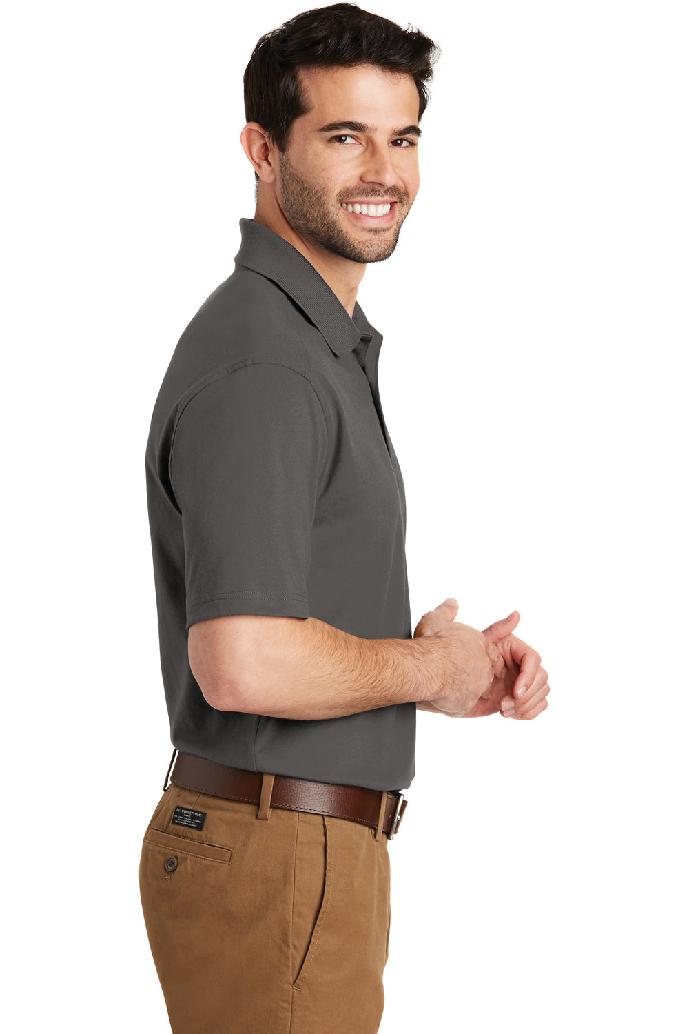 Port Authority K164 Mens SuperPro Moisture Wicking Short Sleeve Polo Shirt Sterling Grey Side