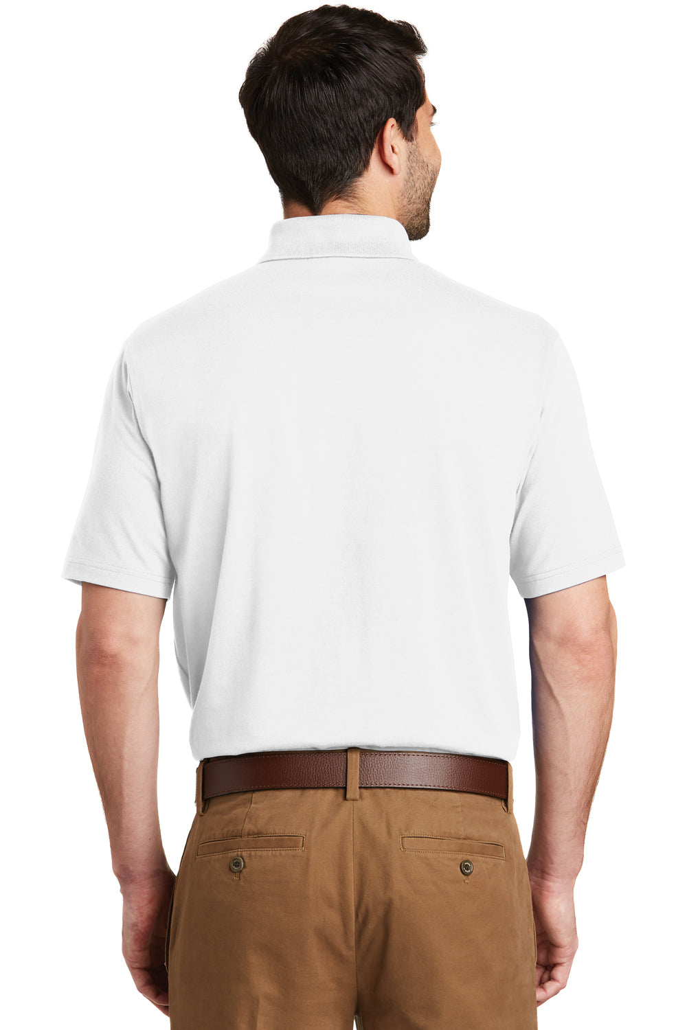 Port Authority K164 Mens SuperPro Moisture Wicking Short Sleeve Polo Shirt White Back
