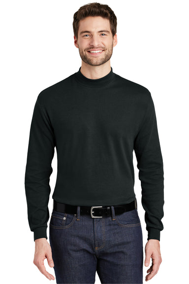 Port Authority K321 Mens Long Sleeve Mock Neck T-Shirt Black Front