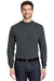 Port Authority K321 Mens Long Sleeve Mock Neck T-Shirt Steel Grey Front