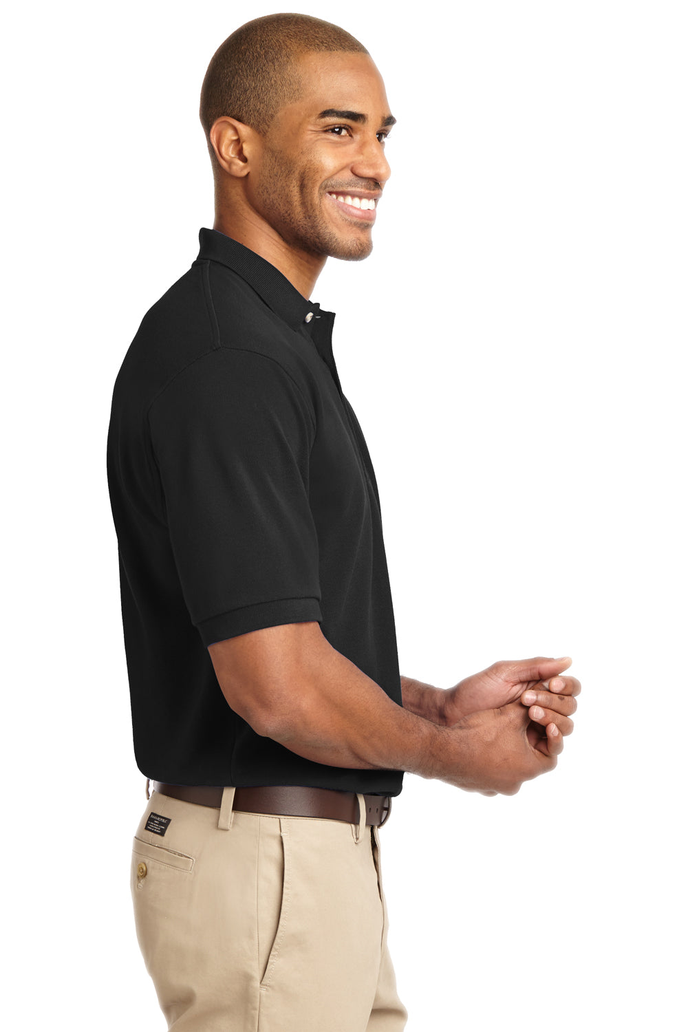 Port Authority K420 Mens Short Sleeve Polo Shirt Black Side