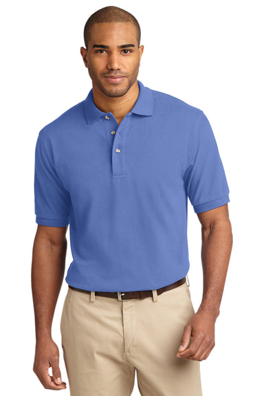 Port Authority K420 Mens Short Sleeve Polo Shirt Blueberry Front