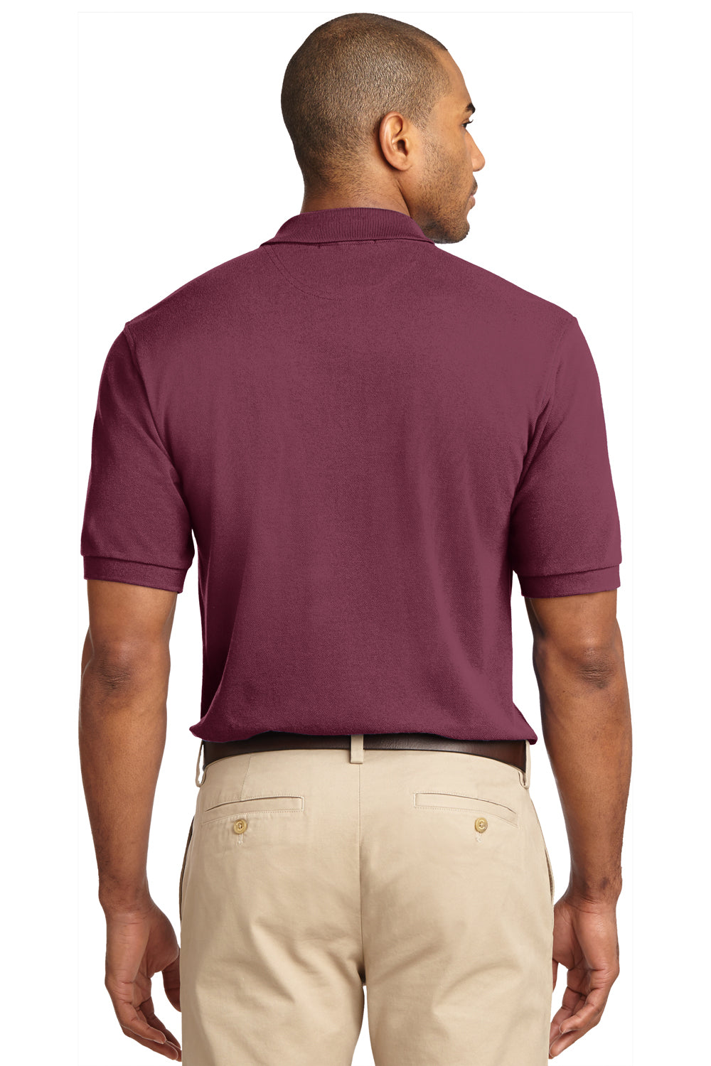 Port Authority K420 Mens Short Sleeve Polo Shirt Burgundy Back
