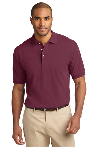 Port Authority K420 Mens Short Sleeve Polo Shirt Burgundy Front