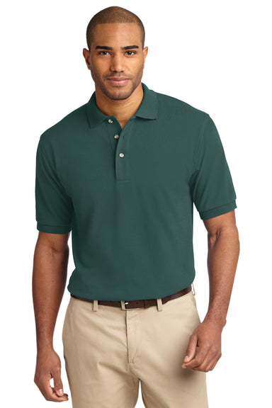 Port Authority K420 Mens Short Sleeve Polo Shirt Dark Green Front