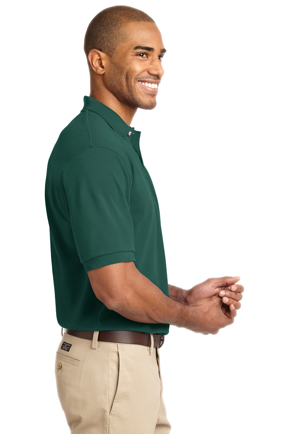 Port Authority K420 Mens Short Sleeve Polo Shirt Forest Green Side