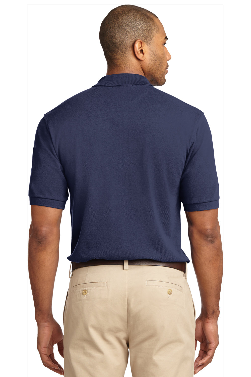 Port Authority K420 Mens Short Sleeve Polo Shirt Navy Blue Back
