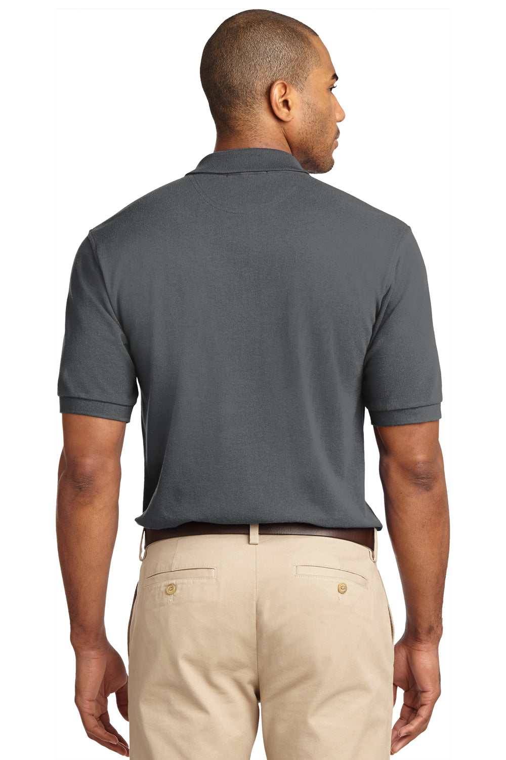 Port Authority K420 Mens Short Sleeve Polo Shirt Steel Grey Back