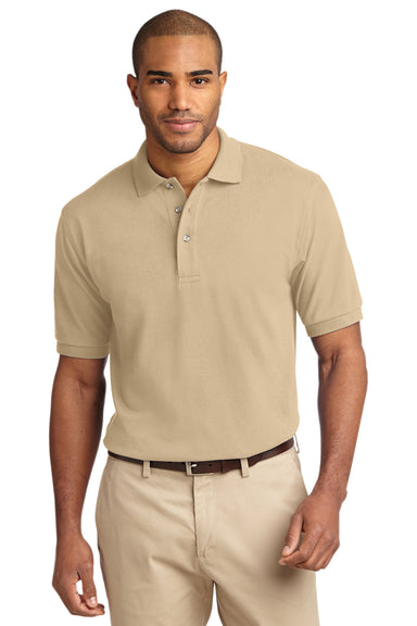 Port Authority K420 Mens Short Sleeve Polo Shirt Stone Brown Front