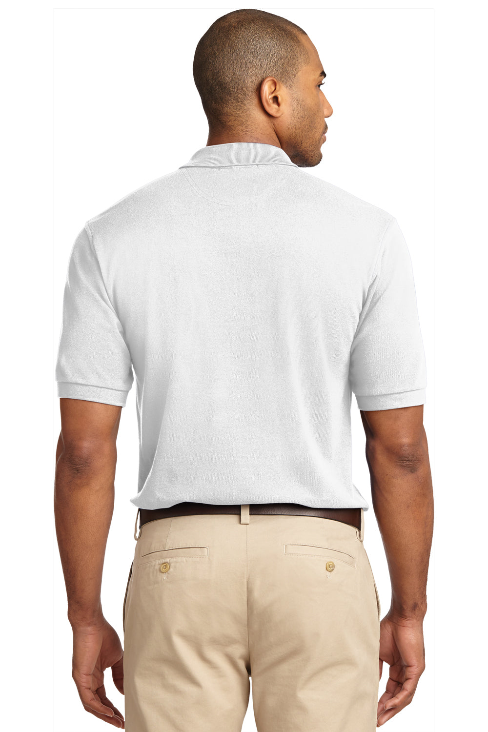 Port Authority K420 Mens Short Sleeve Polo Shirt White Back