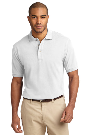 Port Authority K420 Mens Short Sleeve Polo Shirt White Front