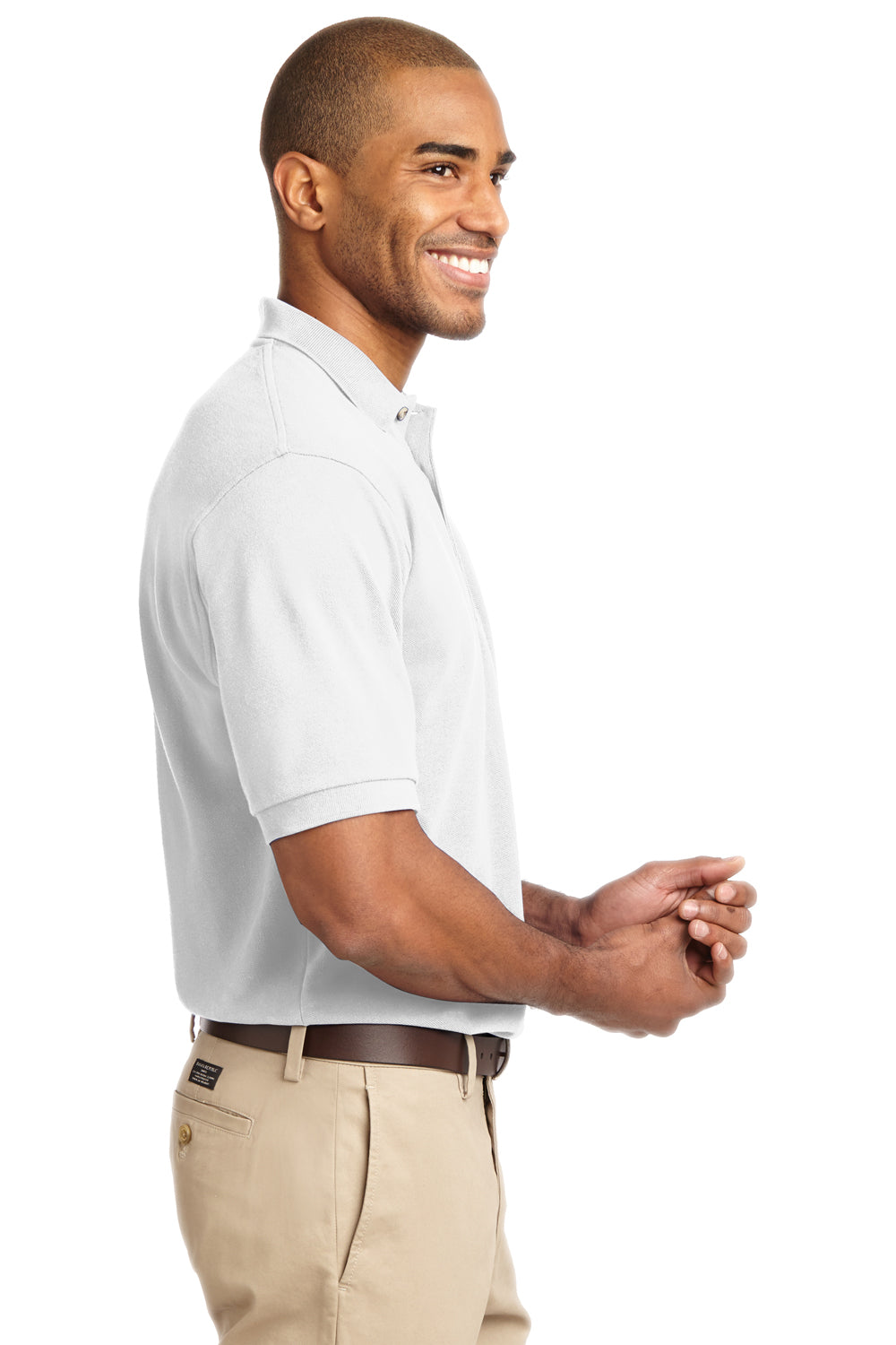 Port Authority K420 Mens Short Sleeve Polo Shirt White Side