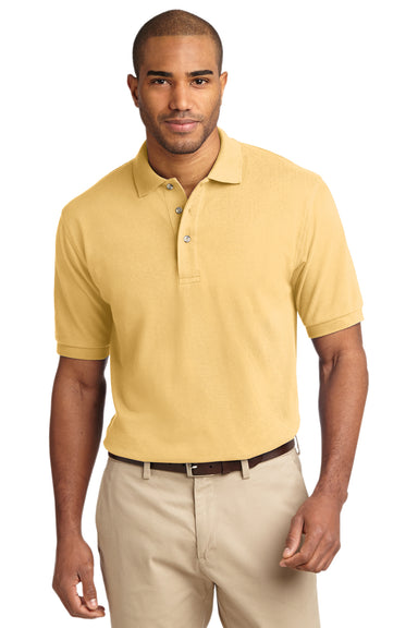 Port Authority K420 Mens Short Sleeve Polo Shirt Yellow Front