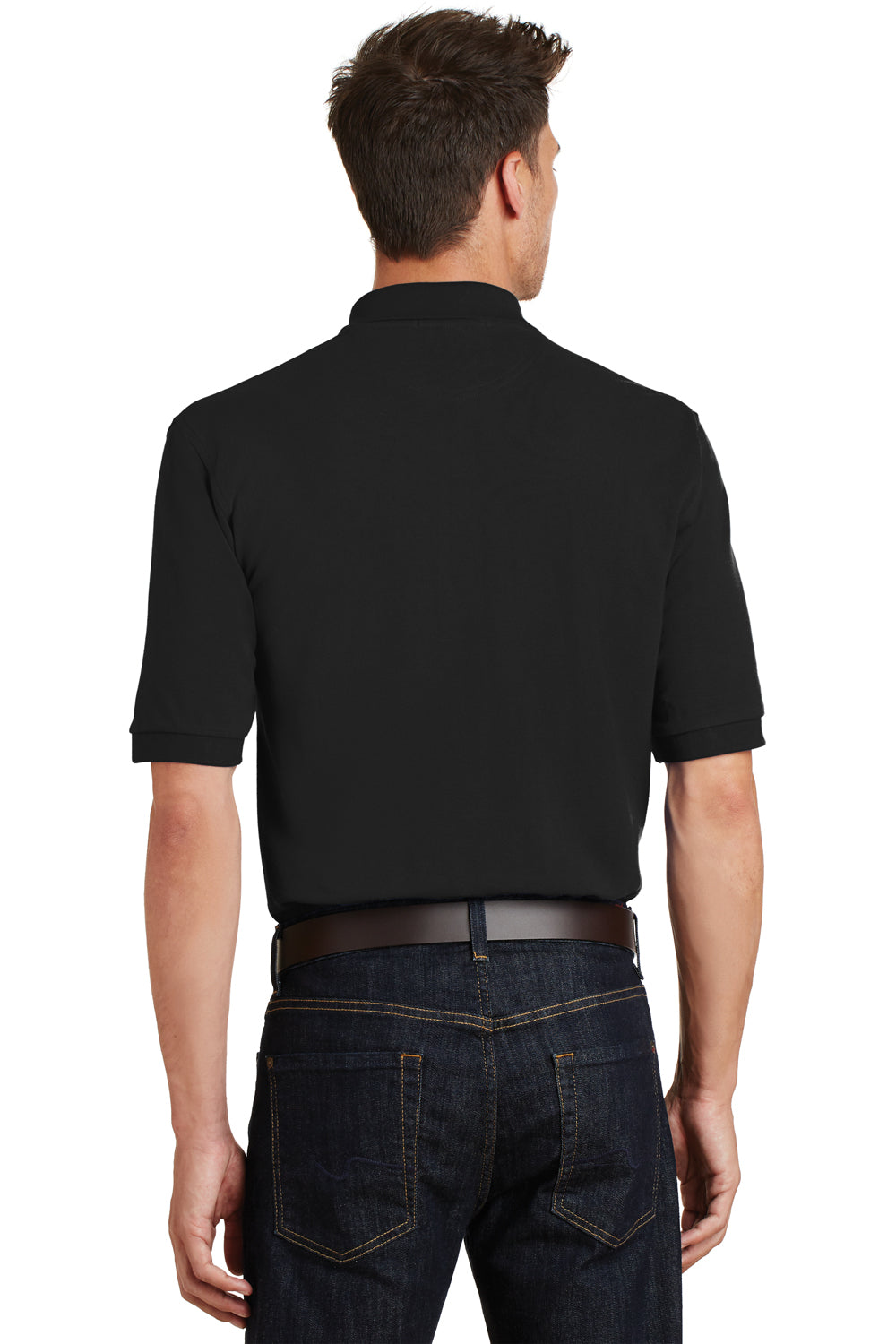 Port Authority K420P Mens Short Sleeve Polo Shirt w/ Pocket Black Back
