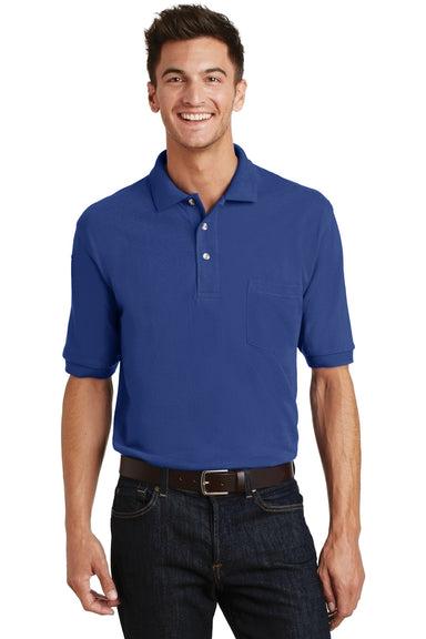 Port Authority K420P Mens Short Sleeve Polo Shirt w/ Pocket Royal Blue Front