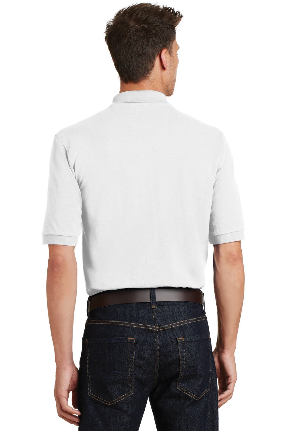 Port Authority K420P Mens Short Sleeve Polo Shirt w/ Pocket White Back