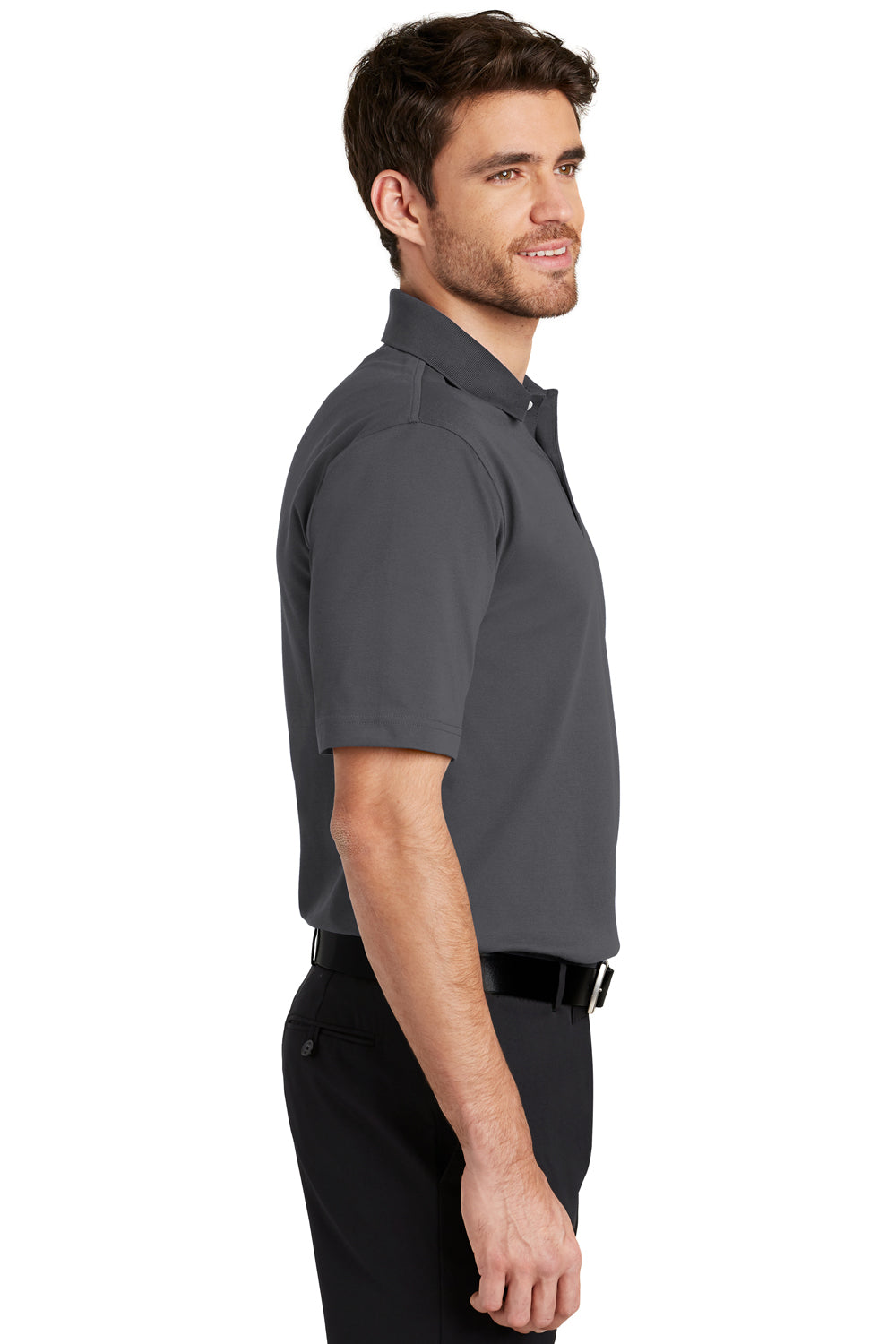 Port Authority K455 Mens Rapid Dry Moisture Wicking Short Sleeve Polo Shirt Charcoal Grey Side