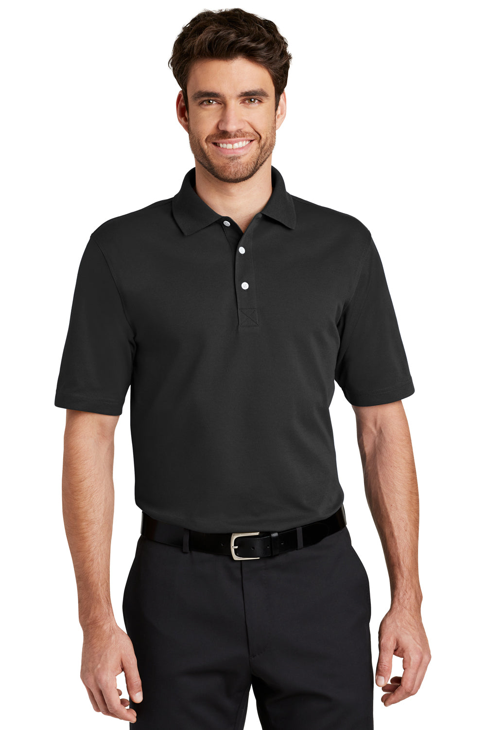 Port Authority K455 Mens Rapid Dry Moisture Wicking Short Sleeve Polo Shirt Black Front