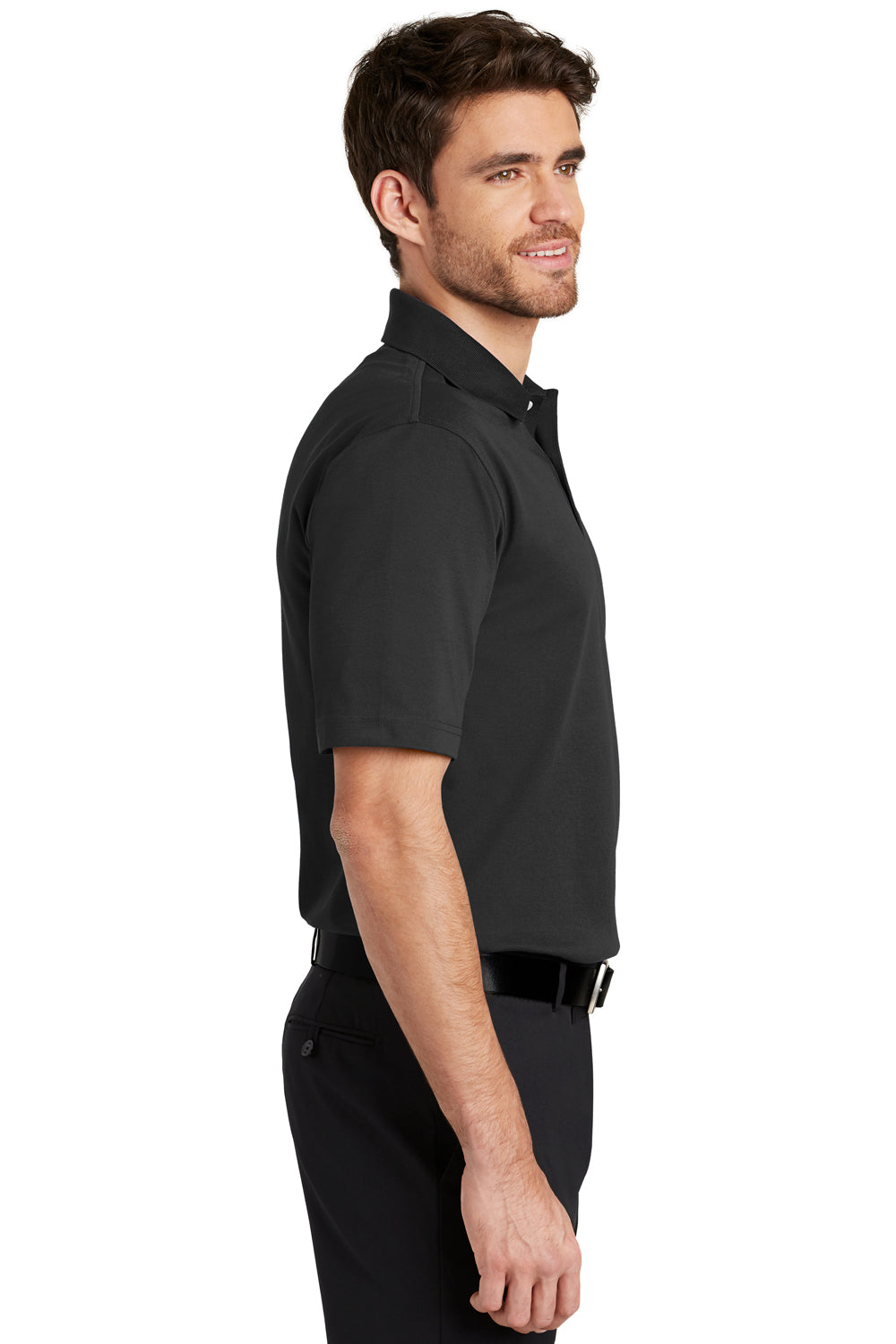 Port Authority K455 Mens Rapid Dry Moisture Wicking Short Sleeve Polo Shirt Black Side